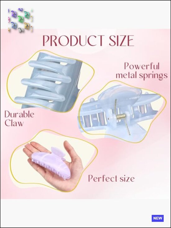 8 Acrylic Hair Claw Clips Set Non Slip Strong Hold French Style Hair Accessories main image 4